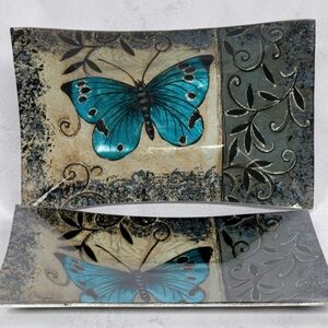 AngelStar 19051 Handmade and Hand-Painted Glass Blue Butterfly Bowl